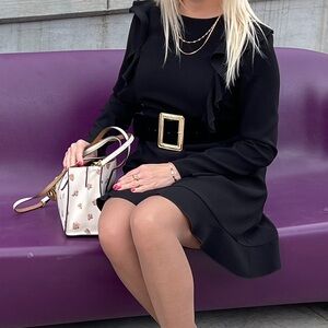 Denny Rose Elegant Black Ruffle Dress